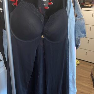 Black cross strap sexy sheer deep cup lingerie